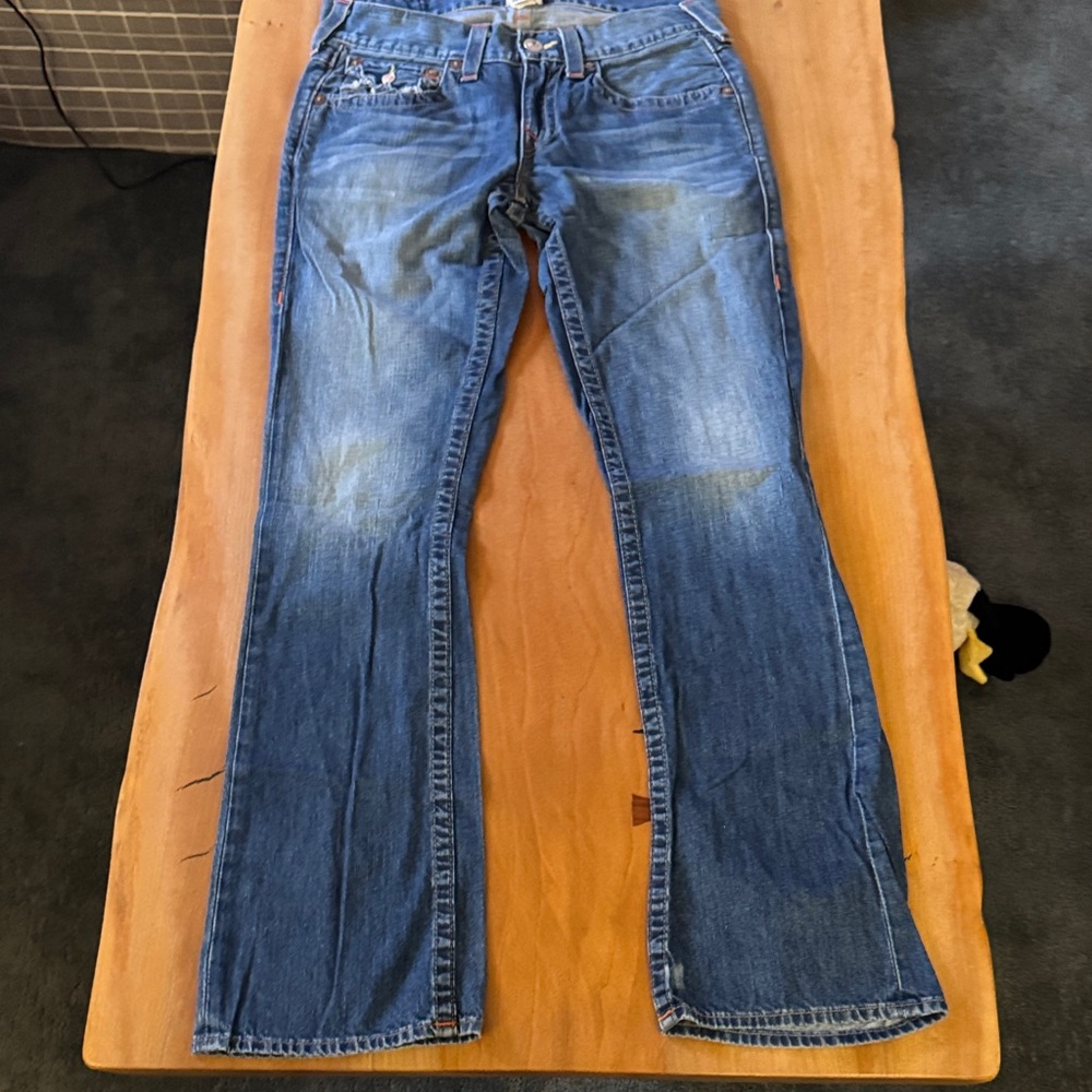 True Religion Indigo Denim Jeans with Embroidered Pockets